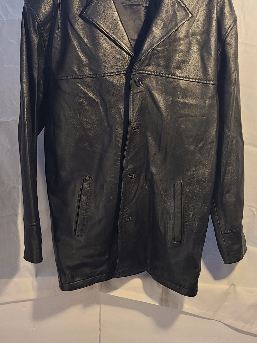 Versace Black Leather Trench Coat